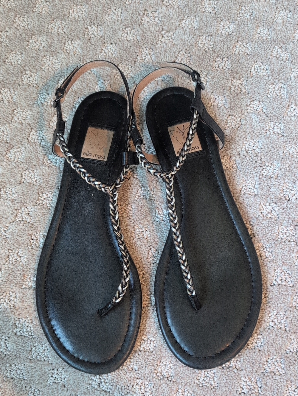 Ella Moss T Strap Leather Braided Sandals